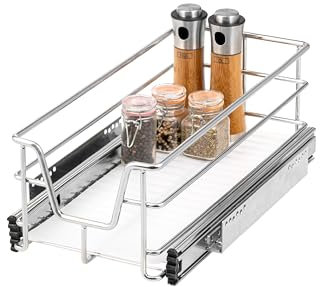 bremermann Teleskopschublade 30 cm mit Einlegeboden, Küchenschublade zum Nachrüsten, Vollauszug mit Teleskop-Schienen, Schrankauszug ideal für Küche, Bad & Schlafzimmer, aus Metall, gr (Chrom)