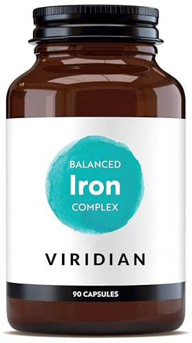 Viridian - Balanced Iron Complex - 90 Caps | Support for Energy | Iron Bisglycinate, Vitamin C & B12 | Gentle on Digestion | Supports Cognitive Function & Immunity
