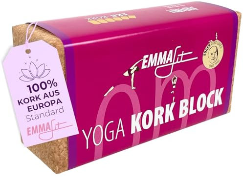 EMMAfit Kork Yoga Block Klassik I 227 x 120 x 75mm I hochwertiger Yogablock aus Kork für Yoga-Übungen I hygienisch & umweltfreundlich I nachhaltiger & langlebiger Yoga Korkblock für bewusstes Yoga