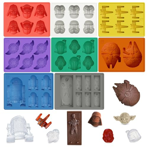 8-Piece Sci-Fi Silicone Molds Set - Flexible Space Ice Cube Trays for Easter Brunch and Patio Drinks, Candy, Chocolate, Gelatin | Nonstick Reusable, Dishwasher Safe, Hot & Cold Temperatures Resistant