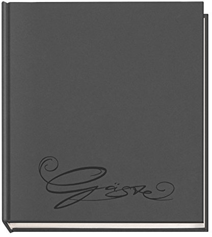 VELOFLEX 5420082 - Gästebuch Classic mit Prägung Gäste, 144 Seiten Weißes Blanko Papier, 205 x 240 mm, grau, Dunkelgrau