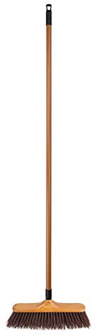 Elliott 29 cm Synthetic Fibre Wood Effect Stiff Bristle Broom Head with 1.2 m Handle - Ideal for Indoor use at Home
