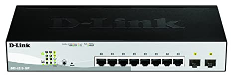 D-Link DGS-1210-10P/E Smart+ Managed Gigabit Switches 8 Ports + 2 Ports SFP - Cordon d'alimentation UE Uniquement