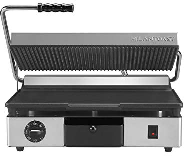 MILAN-TOAST Placa de hierro fundido grande inferior lisa superior a rayas eléctricas para cocinas profesionales, 2,8 W