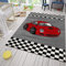 VIMODA Kinderteppich Auto Car Rennwagen Kinderzimmer Spielzimmer Grau Schwarz Rot, Maße:80 x 150 cm