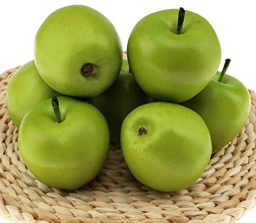 Gresorth 6pcs Artificial Green Apple Decoration Fake Realistic Fruit for Home Party Holiday Decorative Food Toy Model