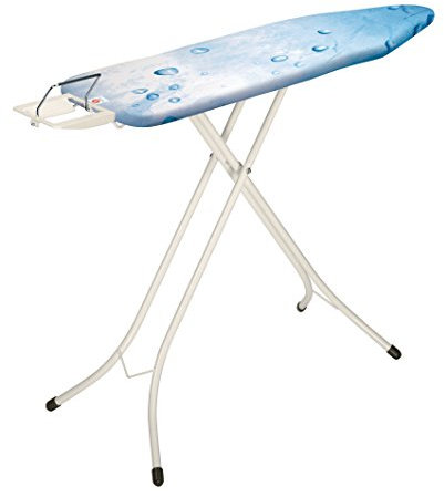 Brabantia - Ironing Board B - With Steam Iron Rest - Adjustable in Height - Non-Slip Rubber Feet - Cotton Cover with Foam Layer - Foldable - Ice Water - 124x38 cm