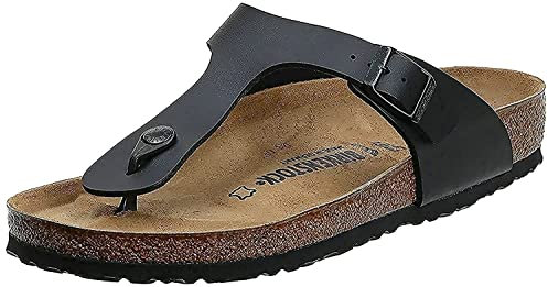 BIRKENSTOCK Classic Gizeh Birko-Flor, Damen Zehentrenner, Schwarz (Schwarz Lack), 36 EU