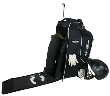 Driver13 Reitstiefeltasche oder Reitstiefelrucksack Deluxe mit Helmfach für Reitstiefel (Reitstiefeltasche schwarz)