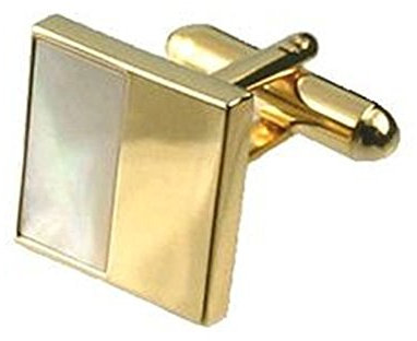 Select Gifts Manschettenknöpfe Manschettenknöpfe Perlmutt~Gold die Hälfte Platz Perlmutt graviert Personalisierte Box