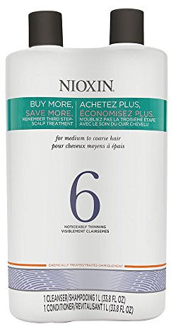 Nioxin System 6 Cleanser & Kopfhaut Therapie Liter Duo 33,8 oz für Medium/Grob, natur, spürbar dünner werdendes Haar