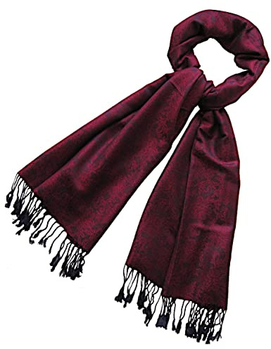 nella-mode Edler & Eleganter Schal, Stola; - Florales Muster; - Farbe: Dunkelrot/Blau