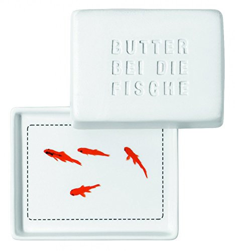 Breakfast Butterdose, klein Butter bei die Fische, Platte: 10 x 8 x 1 cm Deckel: 9 x 7 x 5 cm