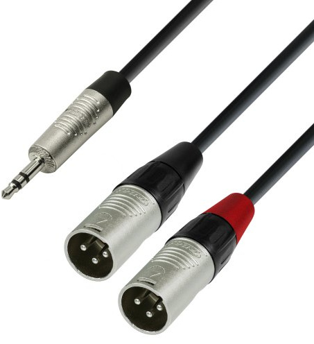 Adam Hall Cables 4 STAR YWMM 0300 Y-Kabel REAN 2 x XLR Male auf Miniklinke TRS | 3 m
