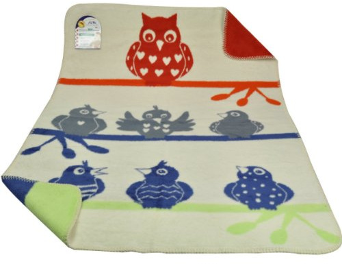 Babydecke Fablio Eule & Vogel aus Bio-Baumwolle 75x100 cm