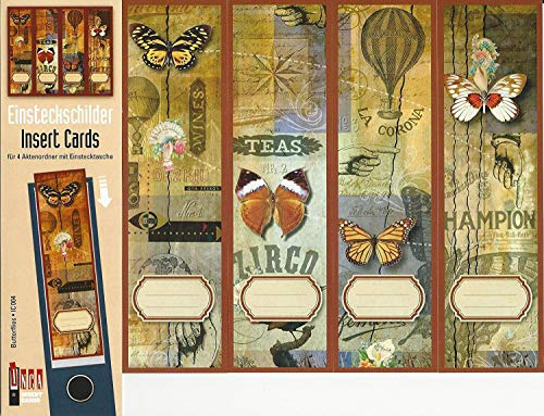 Design Ordner-Rückenschilder zum Einstecken - Motiv Butterflies - für breite Din A4-Ordner, original von File Art