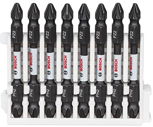 Bosch Professional 8pcs. Double Screwdriver Bit Set (Impact Control, 8 x PH2-PZ2 Bits, Length 65mm, Pick and Click, Accessory Impact Drill)