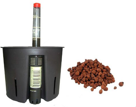 happy nature Set 3 teilig für Hydrokultur Kulturtopf Wasserstandsanzeiger Blähton Ø x H: 09 cm x 07 cm