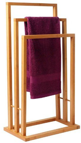 Bambus Handtuchständer mit 3 Stangen - Handtuchalter aus Bambusholz