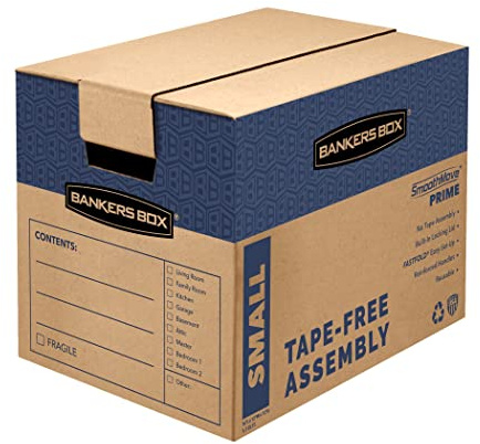 Bankers Box Small Prime Moving Box 10 Pack, Reinforced Handles, Tape-Free Assembly, Attached Lid, 16-in x 12-in x 12-in (0062716)