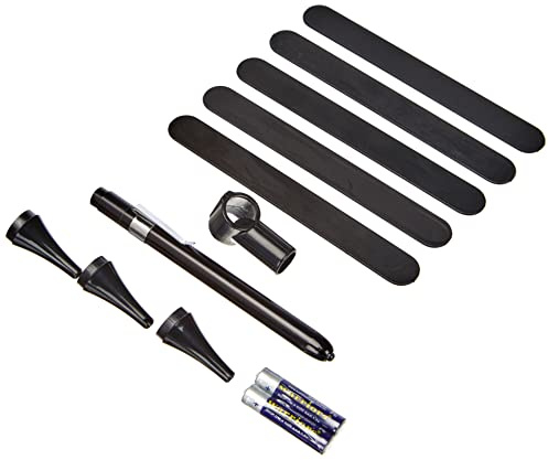Gima - KIT Stiftleuchte mit Otoskop Delta, LED, mit Otoskop-Kopf und 3 Ohrtrichtern, Zungenspatel-Halter, Schwarz, in Aluminiumschachtel geliefert