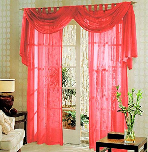 Voile komplett GARDINEN Set 3tlg., Rot, 60999