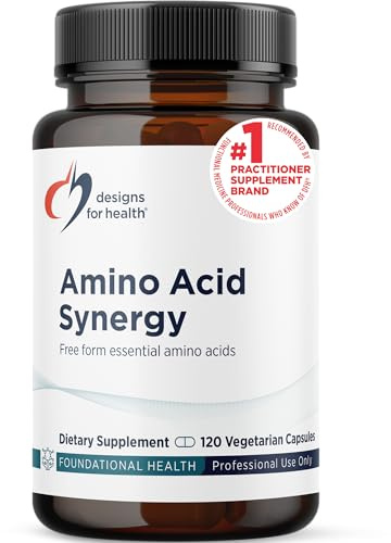 Designs for Health Amino Acid Synergy - Vegetarian Essential Amino Acids Supplement with BCAAs, Alpha-Ketoglutarate, Methionine + B6 (P-5-P) - Support for Athletes + Muscles (120 Capsules)