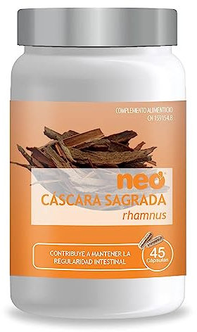NEO | Extracto de Corteza de Cascara Sagrada 200 mg | 45 Cápsulas Naturales| Con Efecto Laxante | Libre de Alérgenos y GMO | Tomar de 1 a 2 Cápsulas a Día | Liberación Rápida