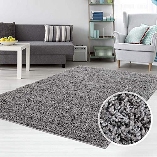 Shaggy - Alfombra, flokati, acrílico, gris oscuro, 190 cm_x_280 cm