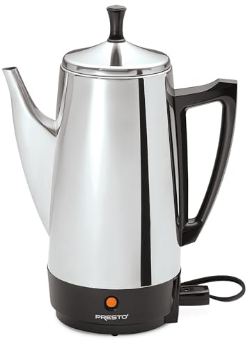 Presto 02811 Stainless Steel Electric Coffee Percolator - 12-Cups, Easy-Pour Spout, Stay-Cool Handle, Make 2-12 Cups