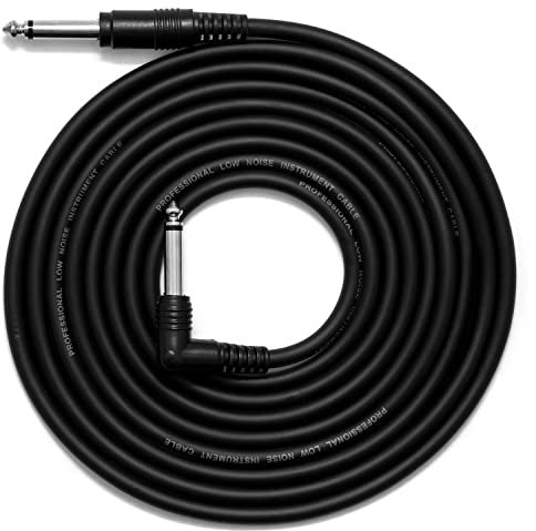 Tiger Guitar Cable - Bass Keyboard E-Drums Instrument Lead - Straight/Angled - 6.35mm 1/4 Jacks - 3m Cable GAC42