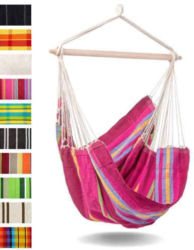 AMAZONAS - XL Hängesessel Brasil | Hängesessel ohne Gestell mit großer Sitzfläche, handgefertigt in Brasilien | Belastbar bis 150 kg; Sitzfläche 1,6m x 1,3m; Stablänge 1,1m | Farbe: Grenadine