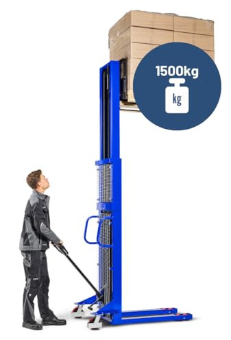 Pallit Hochhubwagen manuell 1200mm Hubhöhe 1500kg Tragkraft Lift-S PU Rollen Flexibler & Wendiger Manueller Handstapler Hubwagen Hydraulik-Stapler schnellhub
