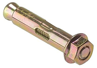 Merriway BH03988 (4 Pcs) 8.8 Steel Projecting Bolt Sleeve Anchor, Yellow Zinc Plated M8 x 100mm - Pack of 4 Pieces