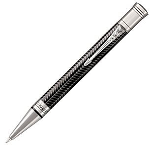 Parker Duofold Prestige Black Chevron Ballpoint Pen, Medium Tip, Black Ink