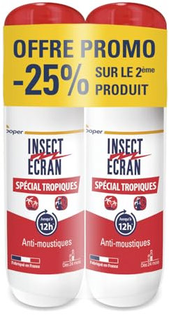 INSECT ECRAN - Anti-moustiques - Spray répulsif peau - protection contre les piqûres de moustiques - Made in France - Spécial Tropiques - Lot de 2 - 2x75 ml