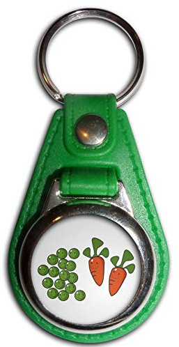 Peas and Carrots - Green Plastic Medallion Key Ring