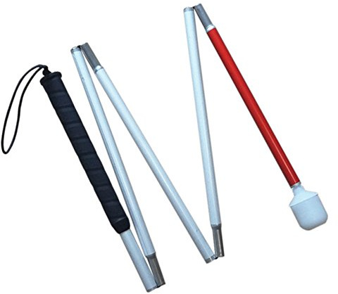 Vit käpp, aluminium rörlighet fällbar käpp för persiennen (vikbar 5 sektioner), 140 cm (55 tum)