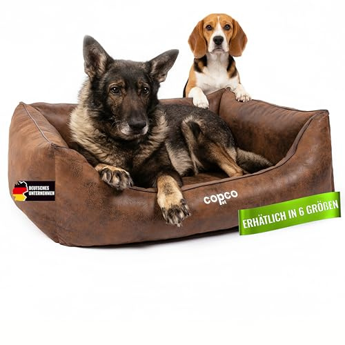 Orthopädisches Hundebett mittelgroße Hunde【waschbar & rutschfest】Hundekorb L Kunstleder in Wildlederoptik, gelenkschonendes Hundekissen für drinnen, pflegeleichtes Hundesofa, dog bed in Braun 90x70cm