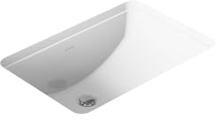 KOHLER 2214-0 Ladena Rectangular Undermount Bathroom Sink With Curved Bottom, 20-7/8 W X 14-3/8 L, White