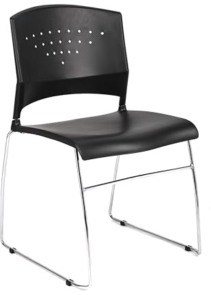 Boss Office Products Stapelstuhl mit Chromrahmen, Schwarz, 1 Stück