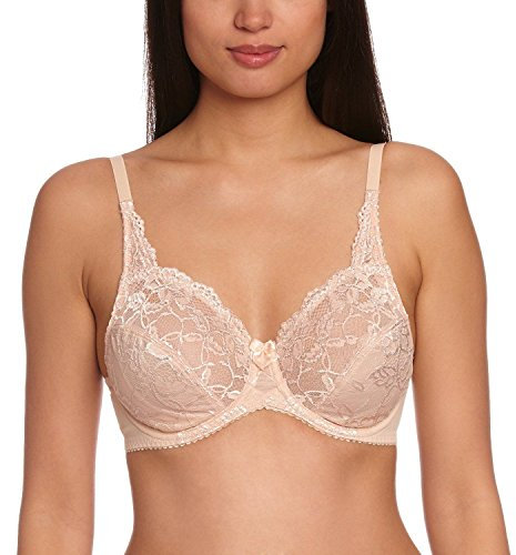 Charnos Rosalind Bra 165010 Underwired Non Padded Full Cup Lace Secret Support, Brulee, 32F