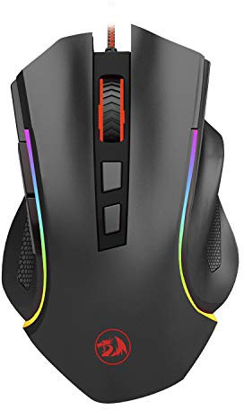 Redragon M602 Gaming Mouse, Ergonomic RGB Gaming Mouse Wired with 9 Programmable Buttons, 7200 DPI Adjustable, 7 Backlit Modes, Professional Optical Gamer Mouse for Gamer Office, Black