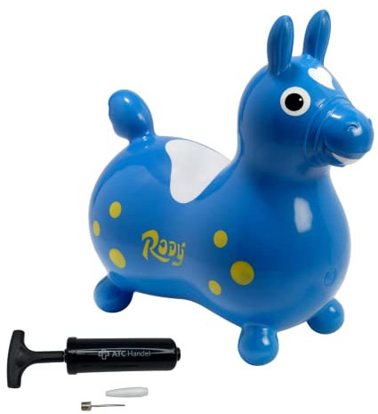Rody Hüpfpferd + inkl. Pumpe von ATC, Sprungpferd Cavallo Ledraplastic Gymnic (blau)