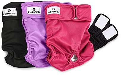 Pet Parents® Washable Dog Diapers (3pack) + Extendrs® of Durable Doggie Diapers, Premium Dog Diapers Female (Large, Princess)