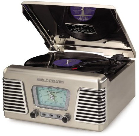 Crosley CR711 Autorama - Tocadiscos con radio AM/FM, cromo cepillado