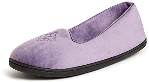 Dearfoams Women's Rebecca Lightweight Cozy Memory Foam Closed Back Slipper with Wide Widths, Smokey Purple, 9-10