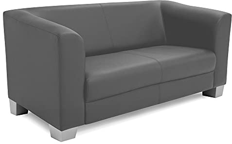 moebel-eins Chicago 2-Sitzer Sofa Couch Loungesofa, Material Kunstleder, grau