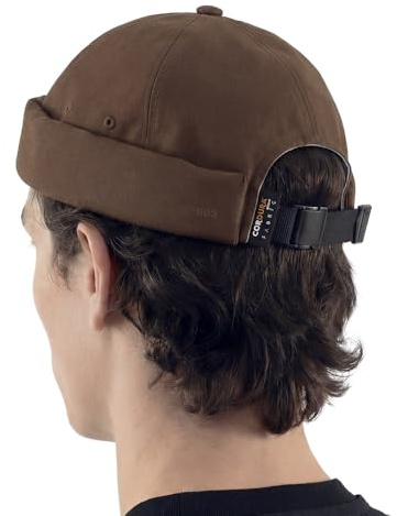 UNDERKONTROLL Brådlös trålare Slitstark Cordura Leon Hatt Utomhus Vattentät Inget Visir Harbor Docker Skull Cap Unisex Taktiskt spänne lättviktsfiskare Beanie Korea (Brun)
