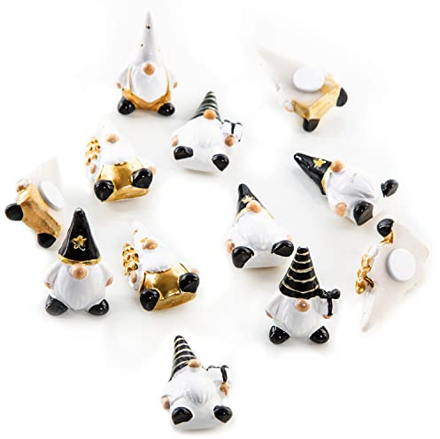 Mini tomtedekoration, set om 12 stycken, små julfigurer, tomtedekoration jul & advent, juldekoration spridare, bordsdekoration, jultomten, dekorativa figurer, tomtegåva, 4 cm